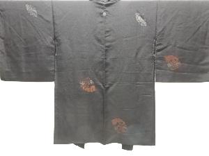 大正ロマン　漆扇に御所車模様織出し一つ紋羽織